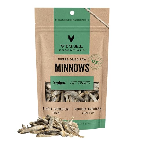 Vital Essentials Freeze Dried Minnows Cat Treats | Single Ingredient | Premium Quality | Grain Free, Healthy Treats for Ca...