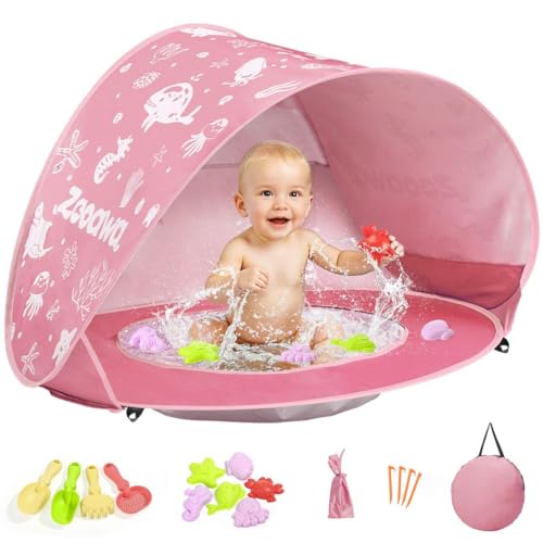 Zooawa Baby Beach Tent, Pop Up Beach Tent Sun Shade for Beach, Portable Shade Pool UV Protection Sun Shelter for Infant wi...