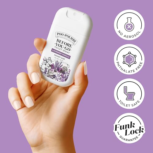 Poo-Pourri Before-You-Go Pocket Toilet Spray, Travel Essentials, Lavender Vanilla, 1 Fl Oz, Up to 50 Uses, On-The-Go Bathr...