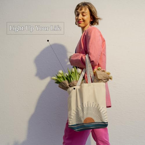 YeiHe Vintage Boho Tote Bag Aesthetic, Boho Sun Sunshine Ocean Wave Canvas Tote Bag for Women, Boho Gifts for Women, Boho ...
