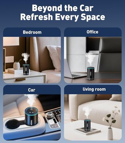 Smart Car Air Freshener Diffuser with Starry Sky Projector, Forest Scent Car Scent with 50ml Essential Oil, Auto On/Off In...