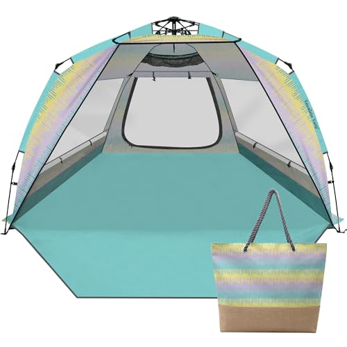 KawaGebo Kamp Beach Tent Sun Shelter for 4-6 Person - Pop Up Beach Tent UPF 50＋ UV Protection, Lightweight and Easy Setup ...
