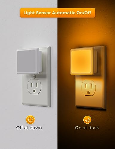 L LOHAS LED Night Lights Plug into Wall 2-Pack, 0.3W Plug in Night Light, Dusk to Dawn, 2000K Amber Light, Sleep Aid Night...