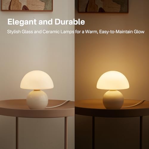 Dawnwake Mushroom Lamp Table Lamp for Bedroom,Desk Bedside Small Lamps for Living Room Night Stands,Mushroom Decor Cute Mi...