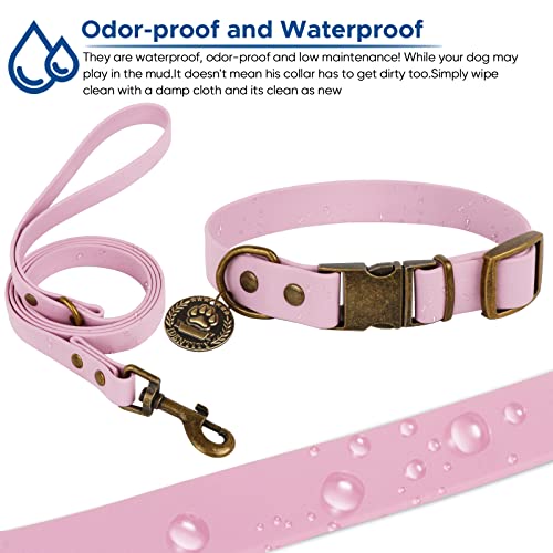Wisedog Waterproof Dog Collar and Leash Set, Adjustable Puppy Collar with Cute Tag 5FT Dog Leash with Poop Bag for Small M...