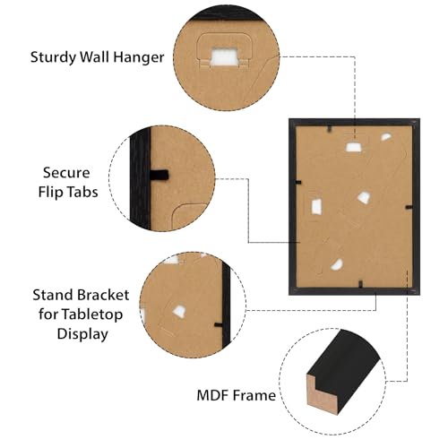 HORLIMER 5x7 Picture Frame Set of 12, Black Picture Frames Display 5 by 7 Photo for Wall or Tabletop