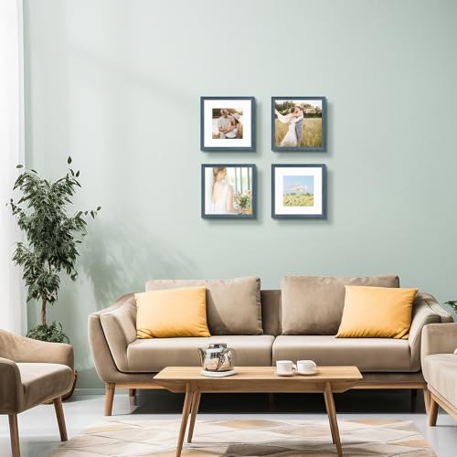Golden State Art 12x12 Picture Frame with Mat for 8x8 Picture - Engineered Wood Shatter Resistant Plexiglass - Gallery Wal...