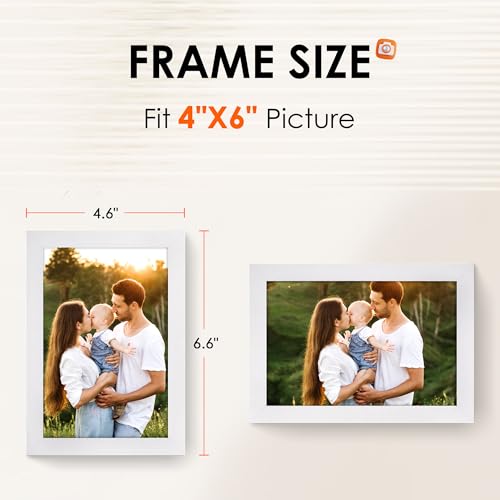 FIXSMITH 4x6 Picture Frame Set of 2, Photo Frame 4x6 with HD Plexiglass, White Picture Frames Collage for Tabletop or Wall...