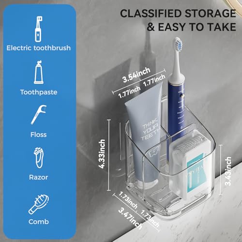 Toothbrush Holders for Bathrooms, 3 Slots Detachable Electric Toothbrush Holder Wall Mounted with Divider, Removable Tooth...