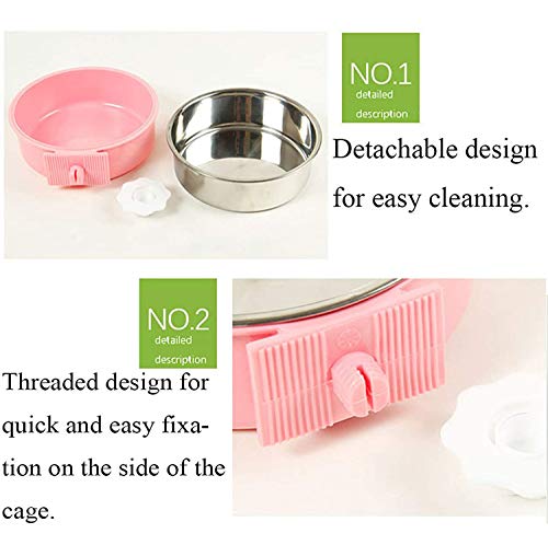 QIYADIN Stainless Steel Removable Pet Food Bowl, Anti-overturn Water Feeder Container, Suitable for Small Dog/Cat/Rabbit, ...
