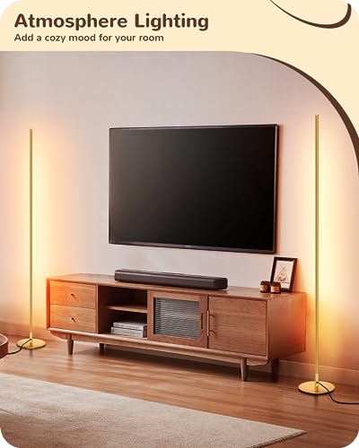 EDISHINE LED Corner Floor Lamp, Set of 2 Minimalist Dimmable Light with Remote, 57.5" Tall Standing Lamp for Living Room, ...