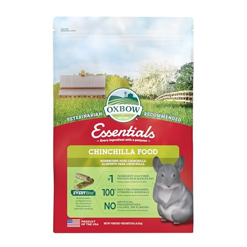 Oxbow Essentials Chinchilla Food, Made with Oxbow Alfalfa, Vitamin & Mineral Rich Food for Chinchillas, Small Animal Pet P...