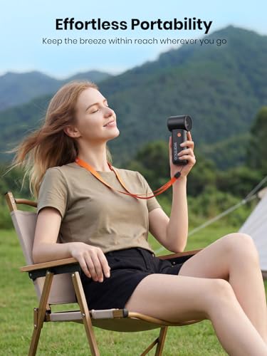Warmco 10000mAh Turbo Portable Handheld Fan, [36H Long Runtime] USB Rechargeable Personal Mini Fan With 5 Speeds & LED Dis...