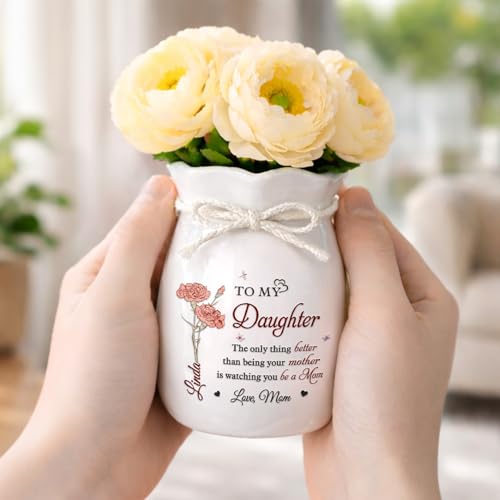 Pawfect House Gifts Personalized Flower Vase with Ribbon, Mothers Day Birthday Gifts for Daughters, You Carry Love So Beau...