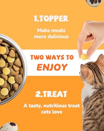 PAWUP Freeze Dried Cat & Dog Treats, Natural Quail Egg Yolk, Single Ingredient, High-Protein Pet Snacks for Skin & Coat He...