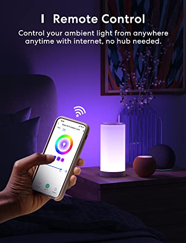 meross Smart Table Lamp, Bedside Lamp, Compatible with Apple HomeKit, Siri, Amazon Alexa and SmartThings, Tunable White an...