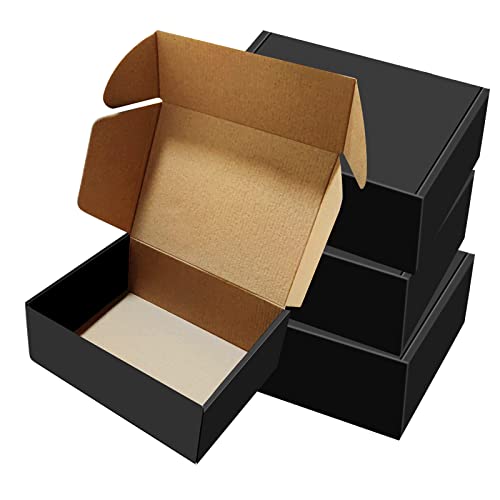 BoShahai 30 Pack 9x6x4 inches Black Shipping Boxes, Corrugated Mailer Boxes, Packaging Boxes for Products, Recyclable Card...