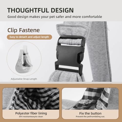 Adjustable Dog Carrier Sling - Hand-Free Dog Carriers for Small Dogs and Cats, Puppy Sling Carrier with Zipper Purse Pocke...