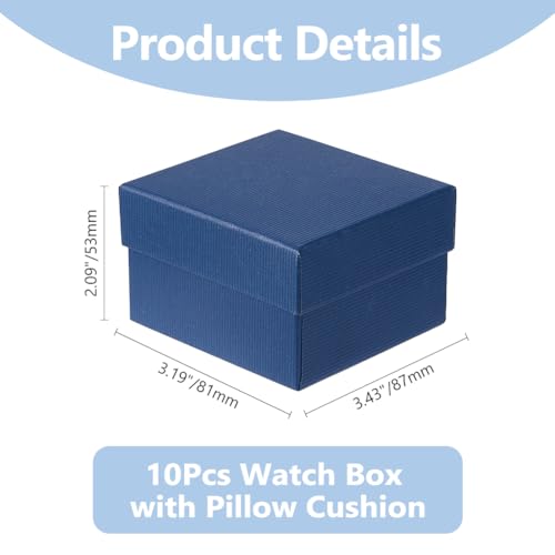 DICOSMETIC 10pcs Watch Gift Box Paper Jewelry Box Small Gift Box Square Prussian Blue Cardboard Gift Wrapping with Pillow ...