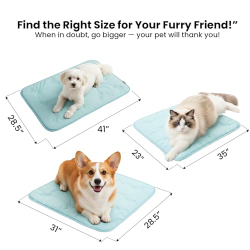 DORMORA Self Cooling Mat for Dogs & Cats, 35x23 Soft Breathable Cold Crate Pad for Pet, Portable Washable Kennel Bed for O...