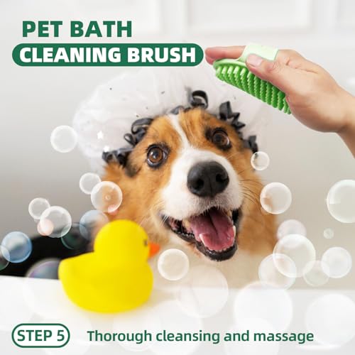 KUEIOX Pet Grooming Kit - 7 PCS Green Deshedding Brush Set with Undercoat Rake, Slicker Brush, Bath Brush & Nail Clipper f...