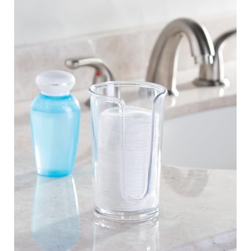 iDesign Round Cosmetic Cotton Pad Holder - Cosmetic Dispenser for Cotton Rounds - Clear