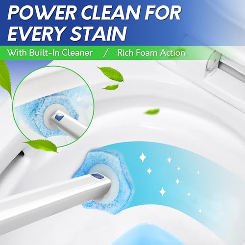 BOOMJOY Disposable Toilet Brush Set with 15 Wand Refills, Toilet Bowl Cleaner Wand with Holder, Toilet Cleaning System Sta...