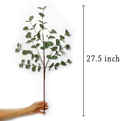 VGIA 6 Pcs 27" Eucalyptus Stems Greenery Stems Eucalyptus Leaf Spray in Green Silk Plastic Plants Floral Artificial Plants...