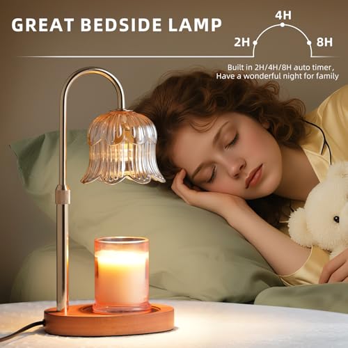 Candle Warmer Lamp with Timer: Adjustable Dimmable Height Adjustable Warming - Flower Shape Wax Lamp Jar Candles No Flame ...