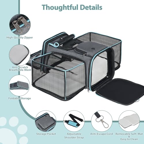 Pesen Expandable Dog & Cat Carrier, Airline Approved Soft Pet Carrier, Breathable & Collapsible Design, Ideal for Small Do...