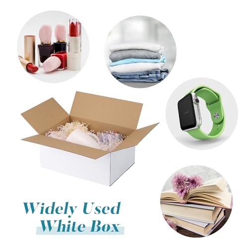 SPEPLA Shipping Boxes 9x6x4 Set of 6, White Corrugated Cardboard Box for Mailing Business Packaging