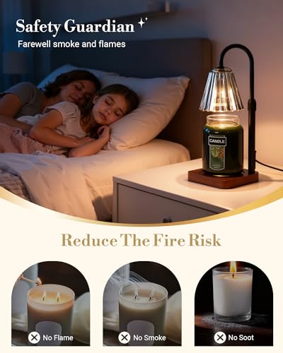 Marycele Black Candle Warmer Lamp with Timer & Dimmer Adjustable Height for Candle Jars, Mothers Day Gifts for Mom Birthda...