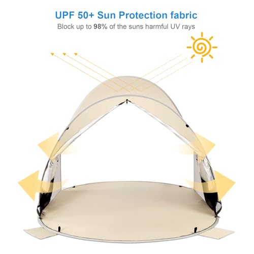 Wolfwise Pop up Beach Tent Sun Shelter with UPF50+ UV Protection, Instant Easy Setup Popup Beach Shade Canopy for 3 Perso...