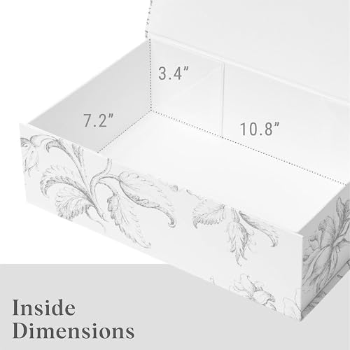 Sorarto Luxury Keepsake Gift Box | Silver Floral Decorative Boxes with Magnetic Lids for Presents, Wedding Memory Box, and...