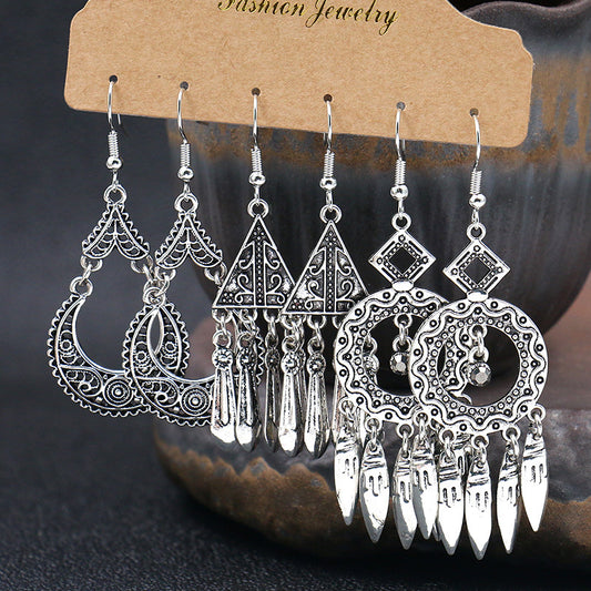 Fashion Metal Earrings Baroque Personal Accessories Retro Matte