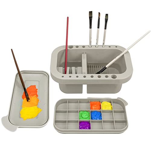 MyLifeUNIT Paint Brush Cleaner, Paint Brush Holder and Organizers with Palette for Acrylic, Watercolor, and Water-Based Pa...