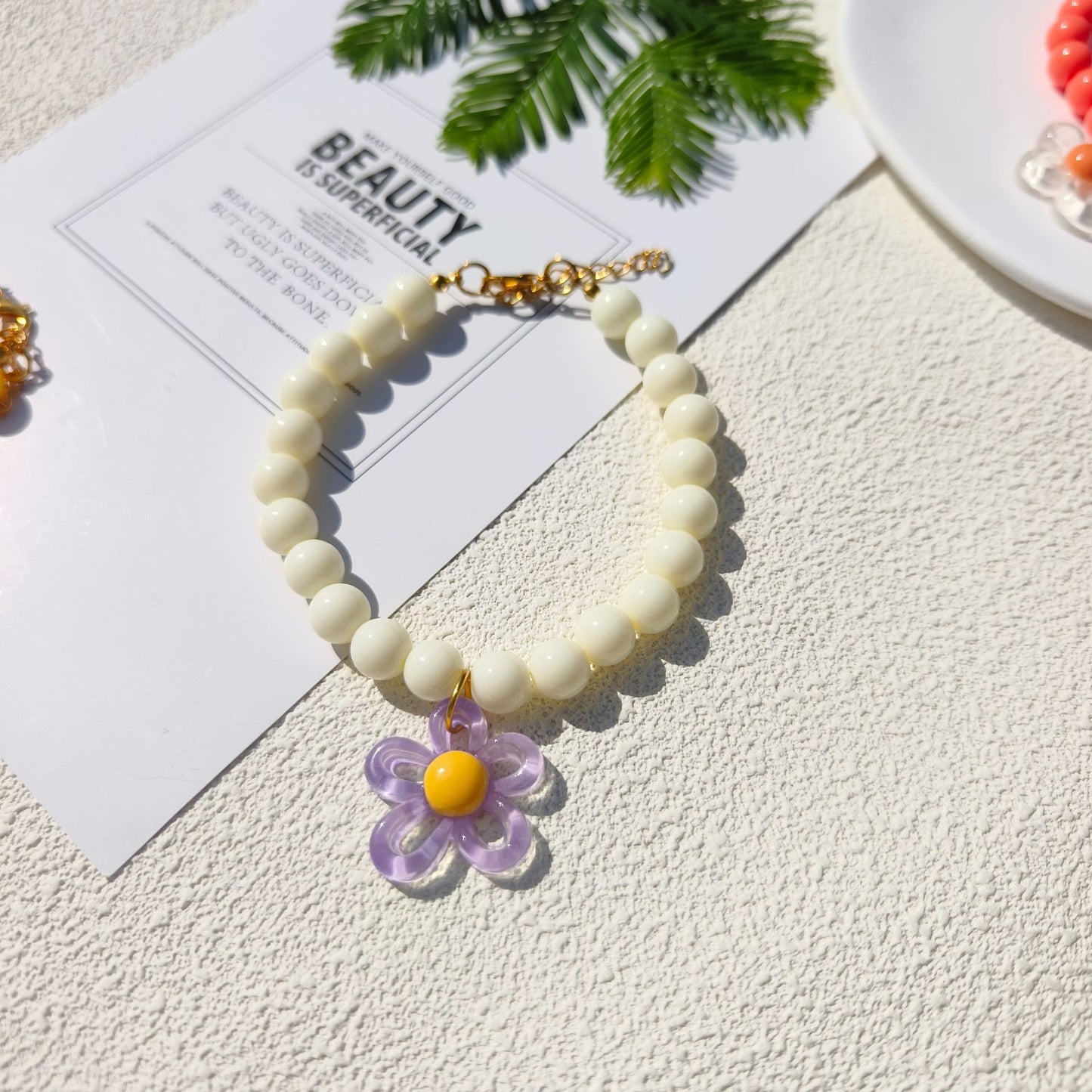 Dopamine Flower Pearl Pet Necklace