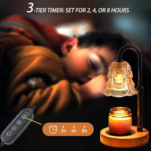 Zholp Dimmable Candle Warmer Lamp with Timer, Adjustable Height, 2 Bulbs - Wax Melt Warmer for Scented Wax and Jar Candle...