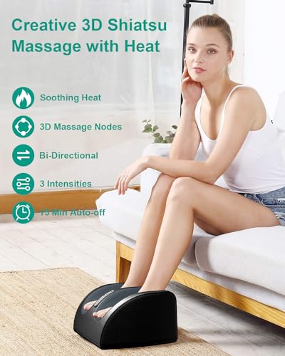 LINGTENG Shiatsu Foot Massager with Heat, FSA Eligible HSA Foot Massager for Foot Massage and Calf Massage, Foot and Calf ...