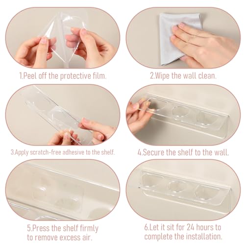 2 Pcs Acrylic Hair Brush Holder with 3 Holes Adhesive Bathroom Hair Tool Organizer Wall Mount for Curling Wands Straighten...