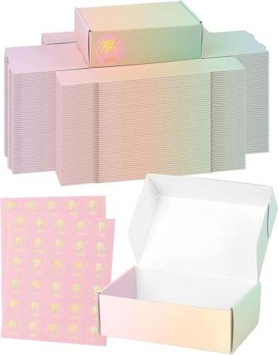 7x5x2 Inch Small Shipping Boxes, Pack of 50 Colored Cardboard Boxes, Cute Mailing Packaging Box for Gift