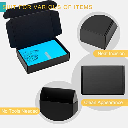 Mcfleet 9x6x2" Black Shipping Boxes - 24 Pack Corrugated Cardboard Mailing Box Packaging for Small Business - Tab Locking ...