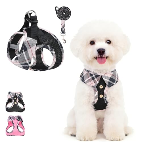 KOOLTAIL Small Dog Harness and Leash Set, Cute Puppy Harness, Step in No Pull Soft Mesh Pet Vest Harness Collar for Small ...