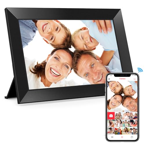 BIGASUO Digital Picture Frame, 10.1" Frameo Digital Frame WiFi with 32GB Memory, 1280x800 IPS Touch Screen, Send Photos/Vi...