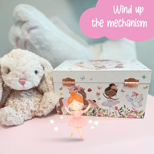 The Memory Building Co Ballerina Musical Jewelry Box Plays Classic Melody, Storage Organizer Music Box for Kids Ages 6-12,...