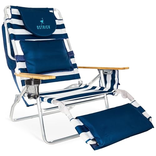 Ostrich the Deluxe 3N1 Lightweight Lawn Beach Reclining Lounge Chair with Footrest, Outdoor Furniture for Patio, Balcony, ...