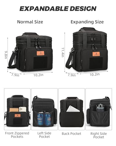 HSHRISH Expandable Large Tactical Lunch Box for Adults, Durable Insulated Lunch Bag with Shoulder Strap, Soft Cooler Bag f...