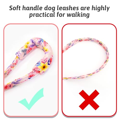 HSIGIO Dog Collar and Leash Set Girls Adjustable Puppy Collars with Floral Bow Tie for Small Medium Large Female Dogs, Pin...