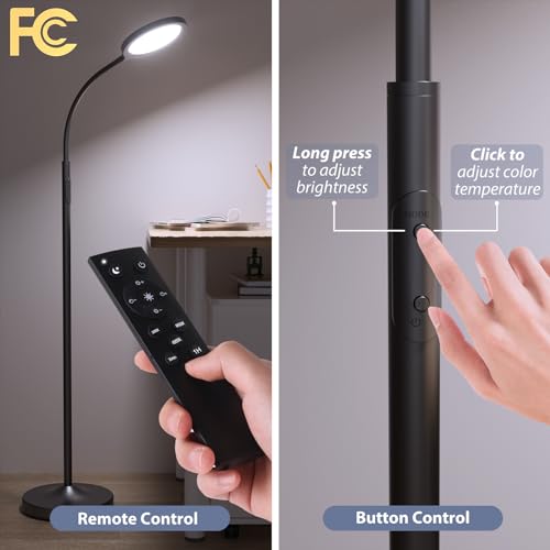 luckystyle Floor Lamp,Super Bright Dimmable LED Lamps for Living Room, Custom Color Temperature Standing Lamp with Remote ...