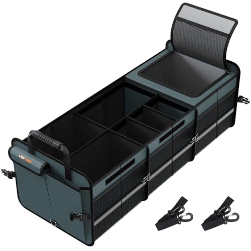 HEYTRIP Large Trunk Organizer With Built-in Leakproof Cooler Bag, 2 Tie-Down Straps, 4 Removable Dividers, Foldable Cover,...